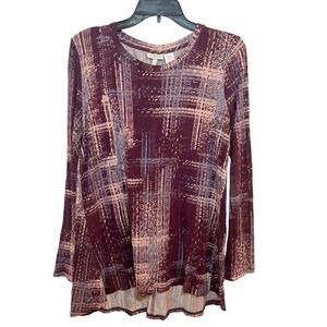 LOGO by Lori Goldstein Women's Long Sleeve Tunic Top Abstract‎ Print Size Large